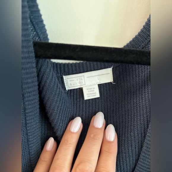 Blue Ribbed Knit Sweater - Picture 4 of 4